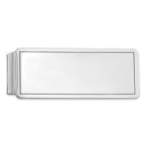 Rhodium Plated Sterling Silver Polished Fold Over Money Clip, 19x52mm
